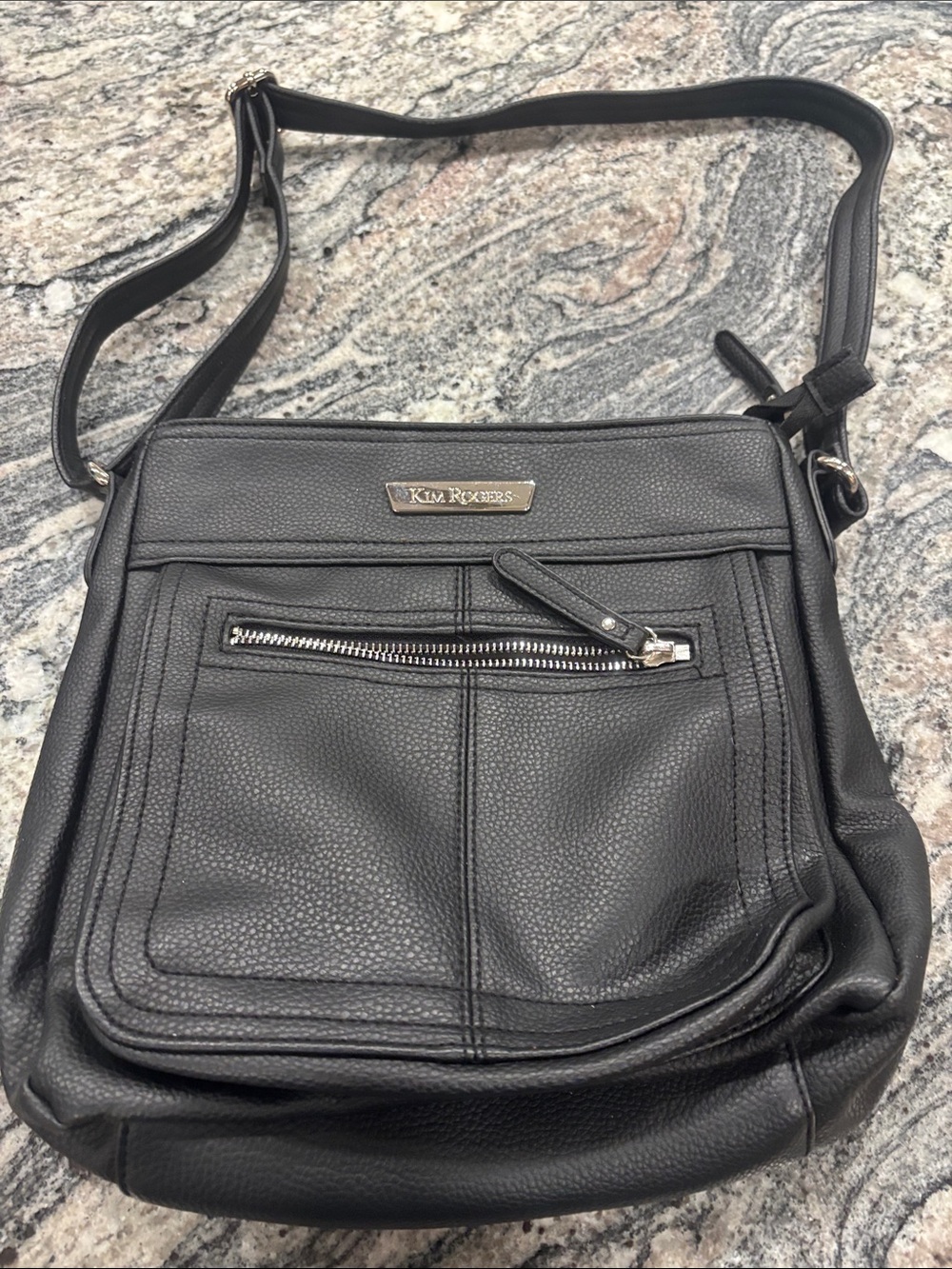 Kim Rogers Black Pebbled Faux Leather Shoulder Bag